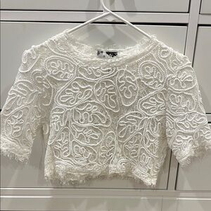 White Textured Crop Top